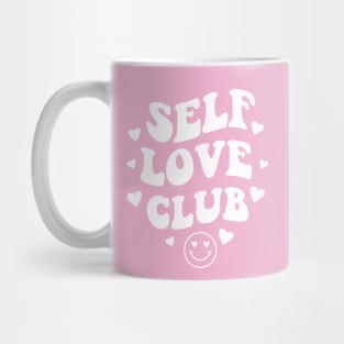 Self Love Club Aesthetic Words on Back Print - Anti Valentines Day White Mug